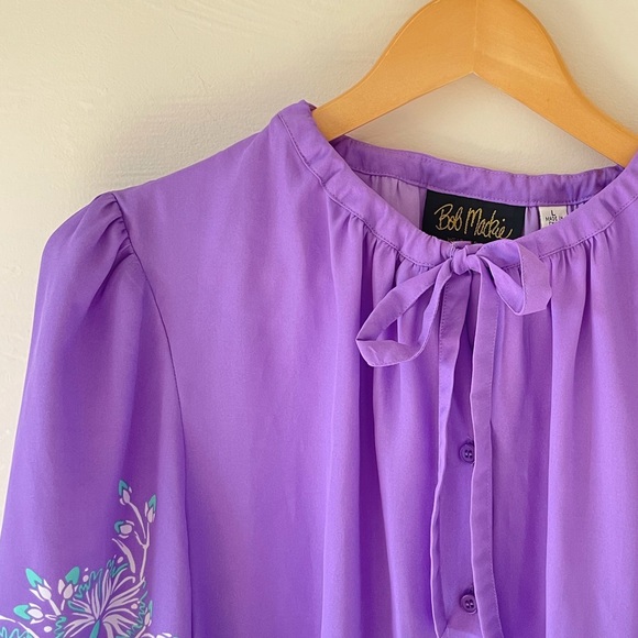 Bob Mackie Wearable Art Purple Button Down Blouse - Picture 2 of 7
